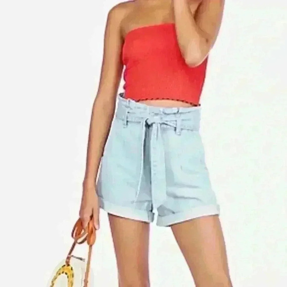 Express | Women’s Extreme High Waisted Paperbag Belted Shortie Shorts | Size 2 - Picture 1 of 11